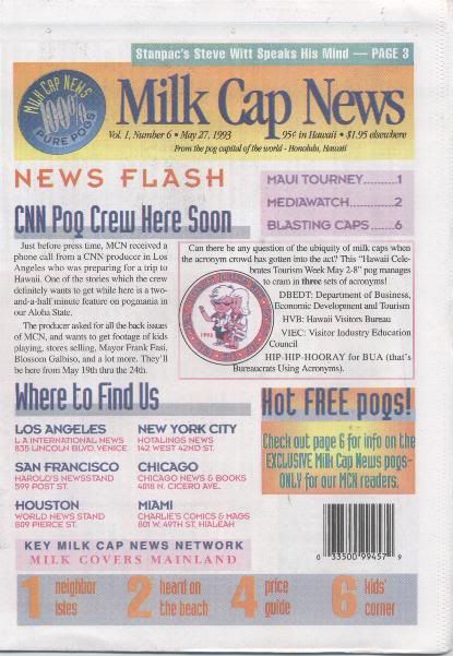 Milk Cap News POGs TAZZOs FLIPPOs All 7 Issues Complete Hawaii POG 