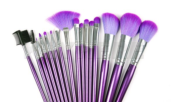 16 Pcs Pro Purple Makeup Eye Shadow Brush Cosmetic Set  