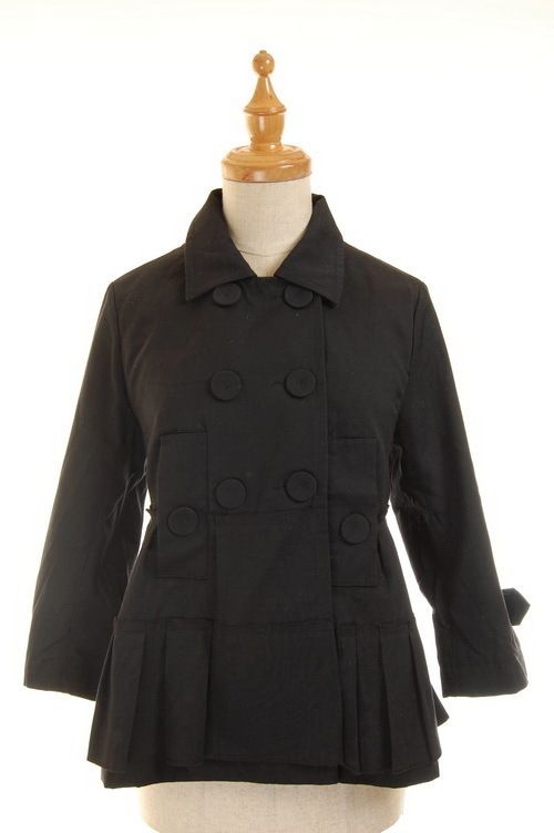 AUTH French Sonia Rykiel Ruffle Hem Jacket Black 2 M  