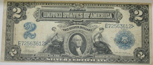 1899 Silver Certificate $2 Currency  