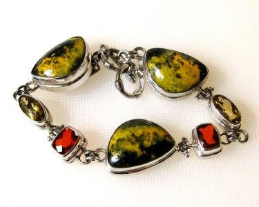 DESIGNER SARDA FACETED CITRINE PADPARADCHA ECLIPSE JASPER SS TOGGLE 