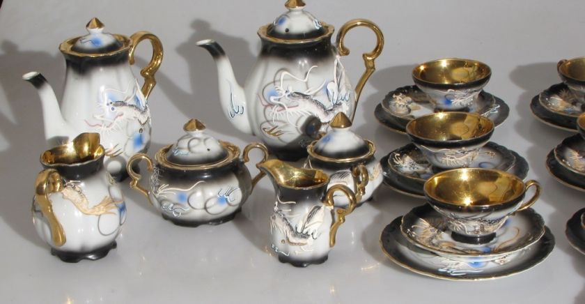 SUPER 40 PIECE GILDED PORCELAIN TEA SET,JAPAN 50S  