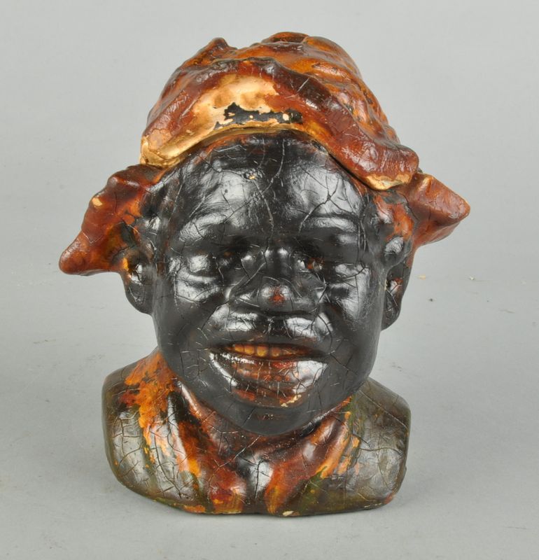   Black Americana Crude Smiling Man Cigar Tobacco Humidor Jar  