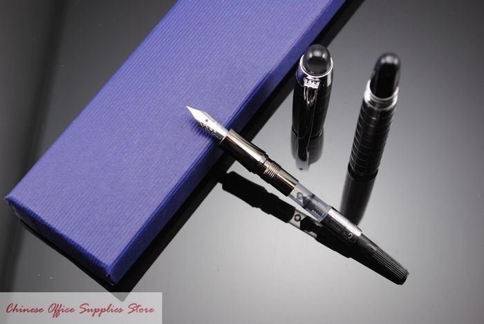 BAOER 79 Black Silver Checked Fountain Pen M Nib  