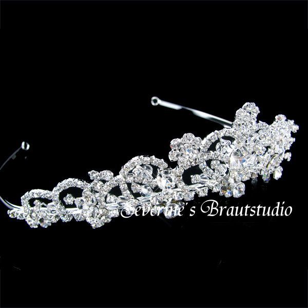 Bridal Wedding crystal Tiara Headband Silver  Party Bridalmaid 