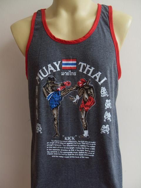 BOXING MUAY THAI FIGHTING Gray Tank Top T shirt L XL  