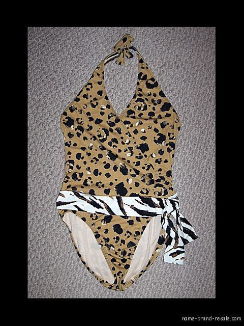 SPIEGEL LEOPARD HALTER 1pc SWIMSUIT SWIM WEAR WOMENS 8  