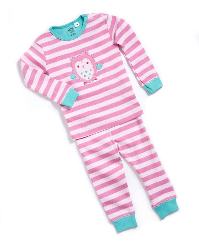 Petit Lem Striped Owl Pajamas, 12 24 Months  