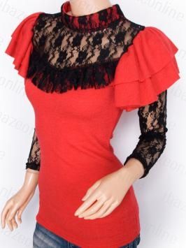  New Womens Sexy Victorian Lace Ruffles Long Sleeves 