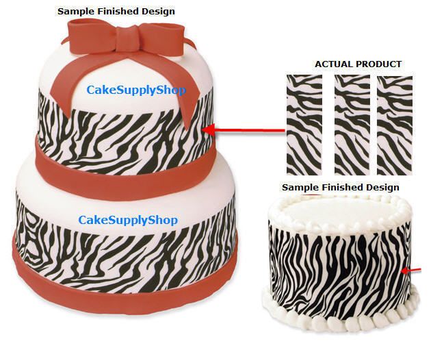 TALL ZEBRA PRINT CAKE SIDE BORDER RIBBON DECORATION NW  