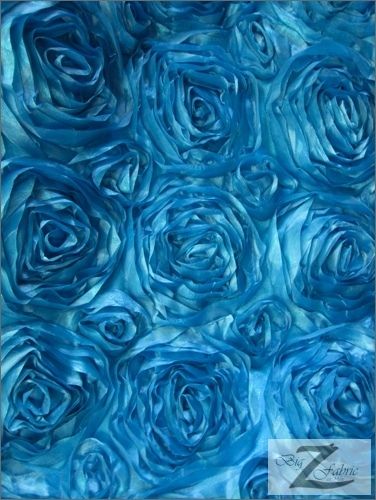 ROSETTE TAFFETA FABRIC TURQUOISE $13.99/YARD 36X58 SOLD BTY  