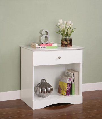 Metal Coated Steel Nightstand with Drawer   Black  