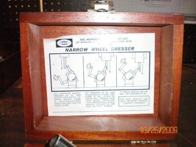 Hermann Schmidt Narrow Wheel Dresser w/ Diamond & Case  