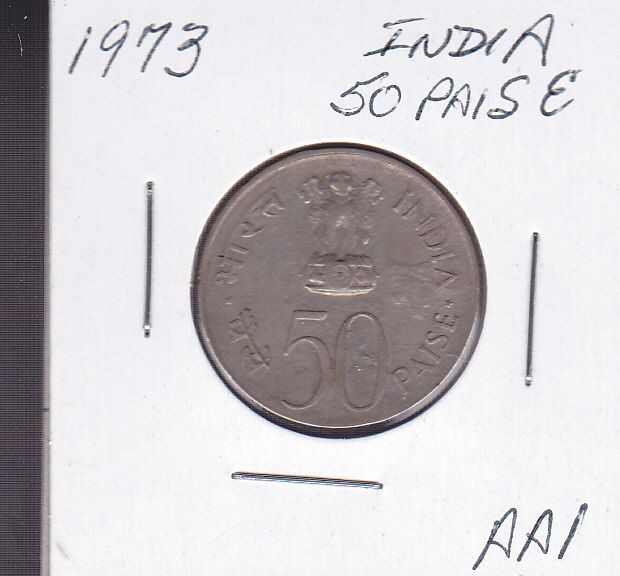 1973 India 50 Paise World Coins  