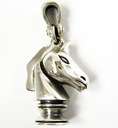 HORSE CHESS UNICORN STERLING 925 SILVER MENS PENDANT  