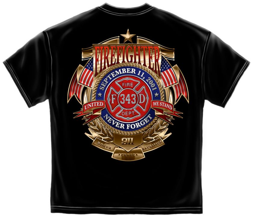 11 MEMORIAL Shirt Firefighter T SHIRT 343 FF2072  