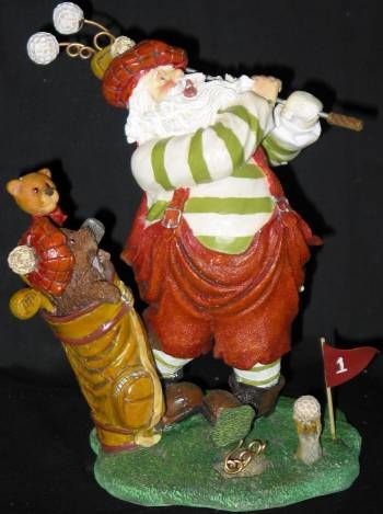 ADORABLE SANTA FIGURINE PLAYING GOLF, PLS LOOK  