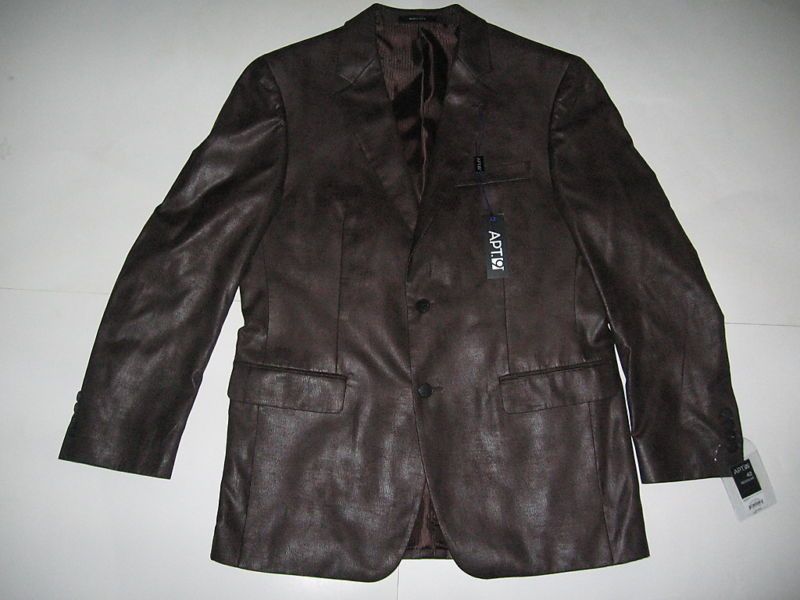 42 Reg. Apt 9 Solid Long Sleeve Faux Leather Sport Coat Jacket NWT $ 