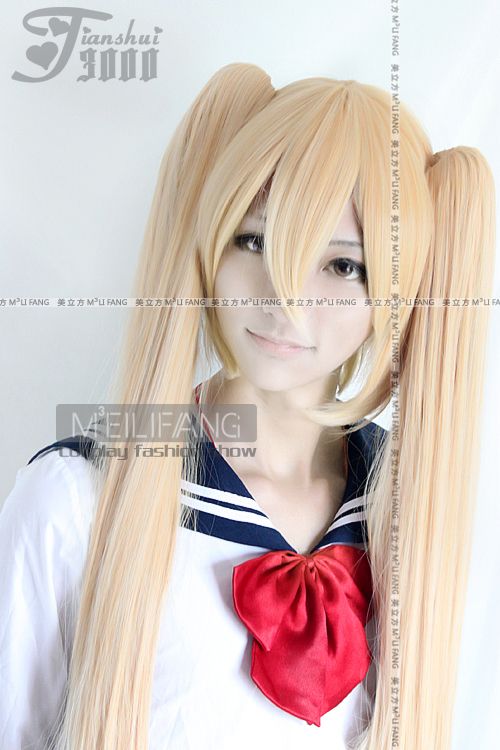 Akita neru Cosplay Blonde Ponytails Costume wig MF15 FS  