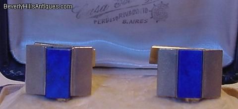 Vintage Signed 14k Gold & Lapis Cufflinks15.9 Grams  