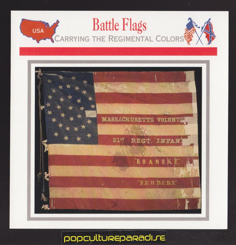 BATTLE FLAGS U.S. CIVIL WAR CARD Massachusetts Volunteer 21st Regiment 