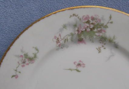   Schleiger 146 Dinner Plates Pink Apple Blossom Gold Trim FRANCE  