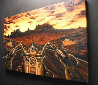 Harley Davidson Signed Canvas Art Painting 36x24  