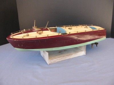   Vintage 18 WOODEN Japan Toy CHRIS CRAFT Speed BOAT Battery Twin Prop
