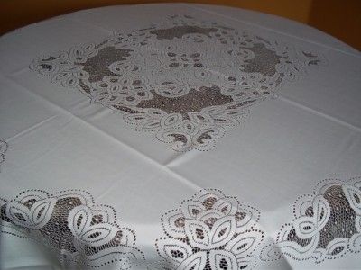 IVORY 70 ROUND BATTENBUR TABLECLOTH LACE COTTON ITCF340  