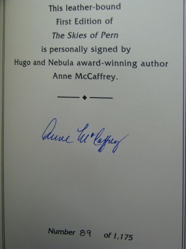   signed by 2, The Skies of Pern by Anne McCaffrey, Easton Press  