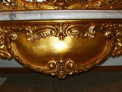 VINTAGE GOLD LEAF MARBLE TOP CONSOLE TABLE~PIER MIRROR  