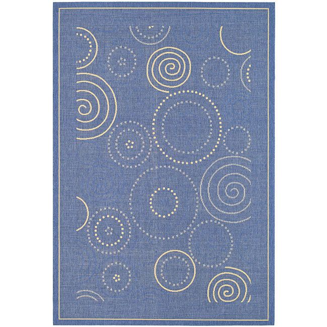 Ocean Indoor/ Outdoor Blue/ Natural Area Rug 4 x 6  