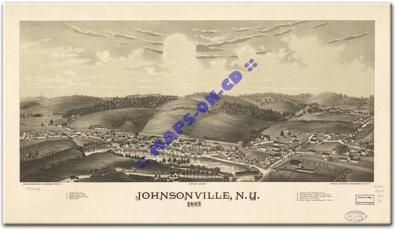 1887 JOHNSONVILLE NEW YORK Pittstown NY USA MAP CD  