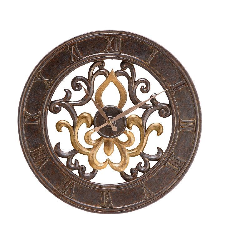 17.5 Aluminum Round Fleur de Lis Indoor Outdoor Clock  