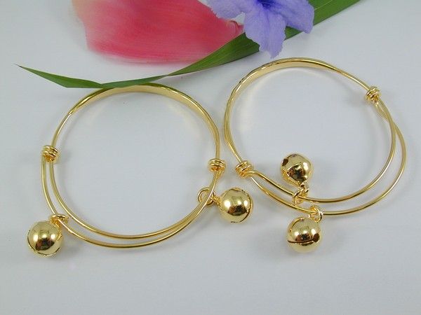 BABY ANKLETS w/BELL 22K 24K Gold GP Thai Bracelet  