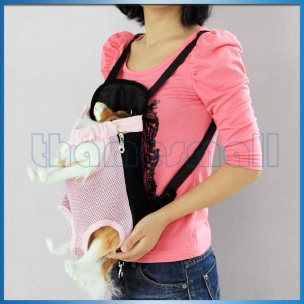 Front Style Pink Pet Dog Carrier Backpack w/ Legs Out Design Size S 