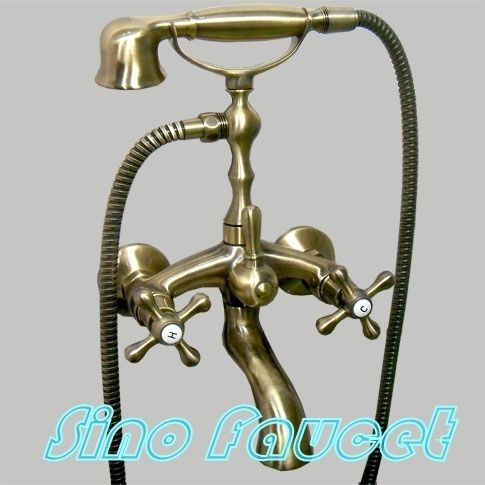 Antique Brass Clawfoot Bathtub Faucet Handheld Shower03  