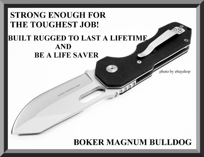 BOKER MAGNUM BULLDOG POCKET KNIFE FOLDER FOLDING G 10  