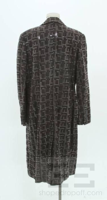 Carolina Herrera Metallic Chocolate Brown Sequin Mohair Jacket Size 20 