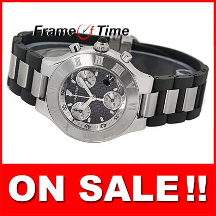 Cartier Mens Must 21 Chronoscaph Chronograph Black Rubber Chrono Watch 