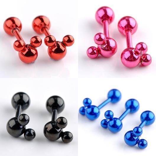   Barbell Tragus Cartilage Mickey Ear Stud Earring Steel Piercing  