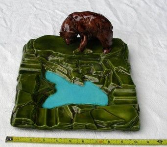 Unique FISHING WILD BEAR ceramic CIGAR ashtray Holland  