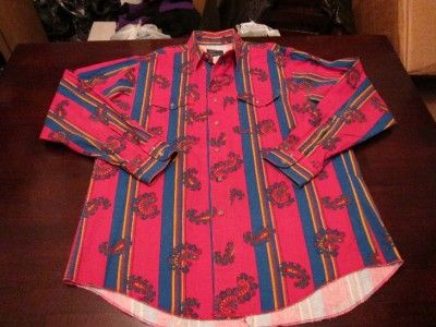   Wrangler Mens Native Navajo Cherokee Indian Western Shirt Sz XL 17/35