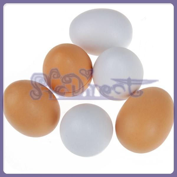 6pc wooden egg pretend play kitchen favors children toy  