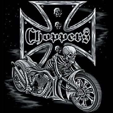 CHOPPERS SKELETON BIKE CROSS TATTOO T SHIRT NEW  