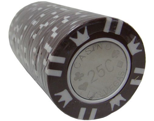 50 $.25 Coin Inlay Poker Chips 15 Table Grams Clay  