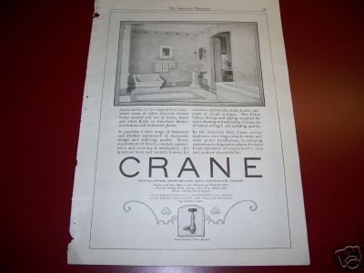 1922 Retro Crane Plumbing Bathroom Tub Sink Bidet Ad  