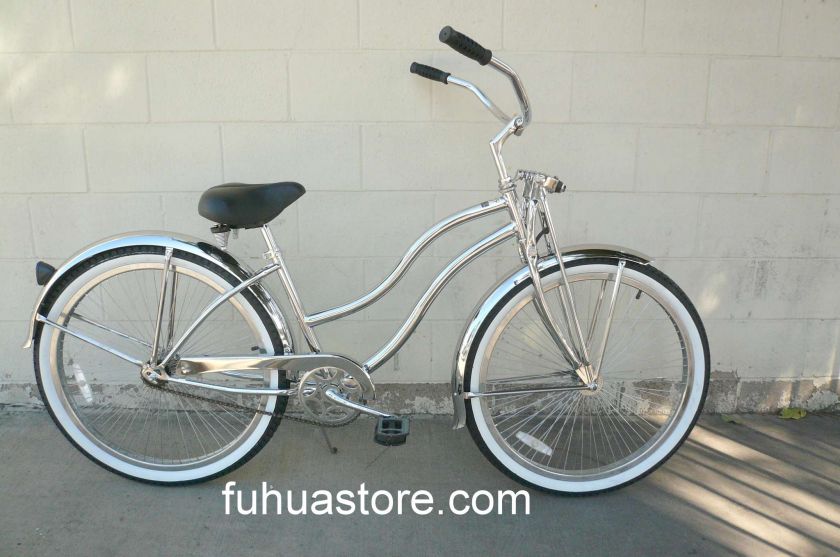 NEW 26 Beach Bicycle Cruiser W/68 spokes Bike Chrome  