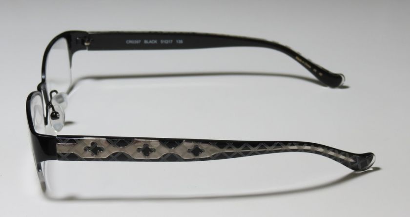 NEW CYNTHIA ROWLEY 397 51 17 135 SQUARE PATTERN BLACK/SILVER EYEGLASS 