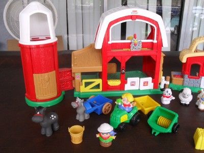 HUGE FISHER PRICE LITTLE PEOPLE LOT FARM BARN RANCH TRACTOR ANIMALS 